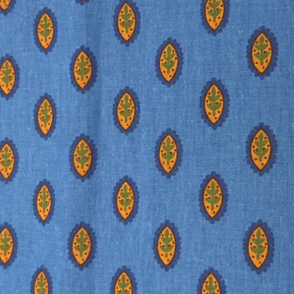 Set of 4 Made in France Blue Cotton Napkins Provencal Leaf Medallion 17x17